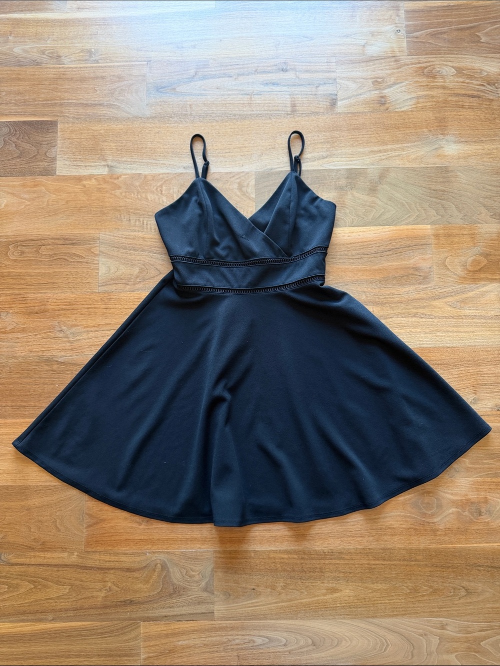 Women’s Black Spaghetti Strap Fit-and-Flare Dress